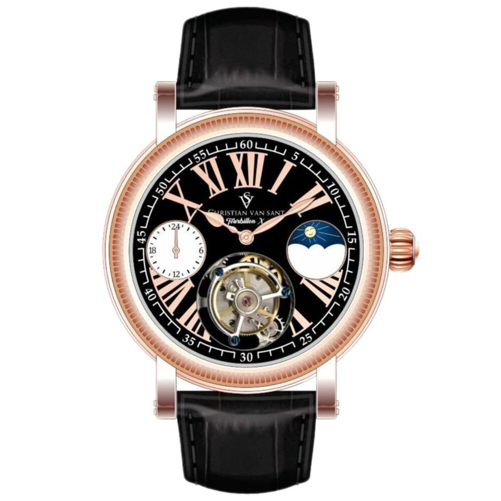 Christian Van Sant Men's Tourbillon X Limited Edition Black Dial Watch - CV1000